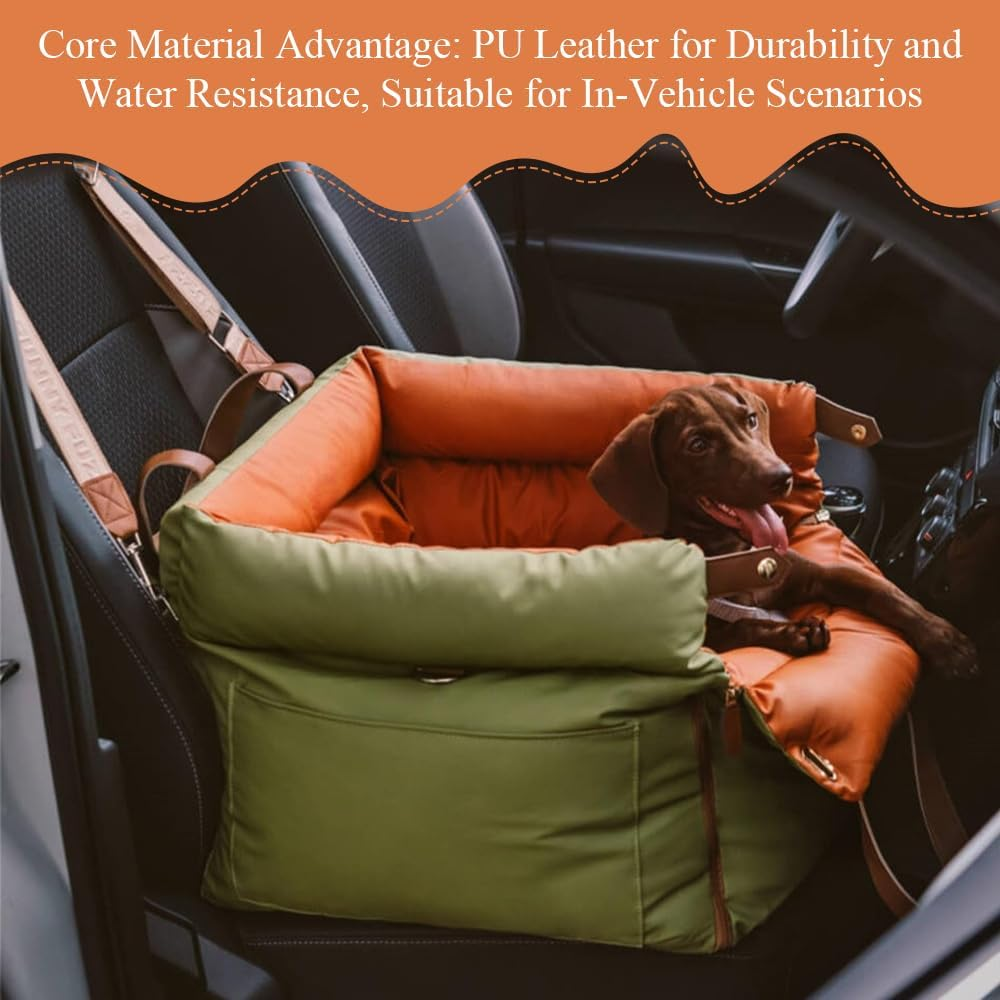 Car Seat for Small Dog, Portable Car Seat Bed with Storage Pockets and Safety-Belt, Pet Auto Seat, Summer Winter Washable for Small Dogs Puppy Kitten image number 4