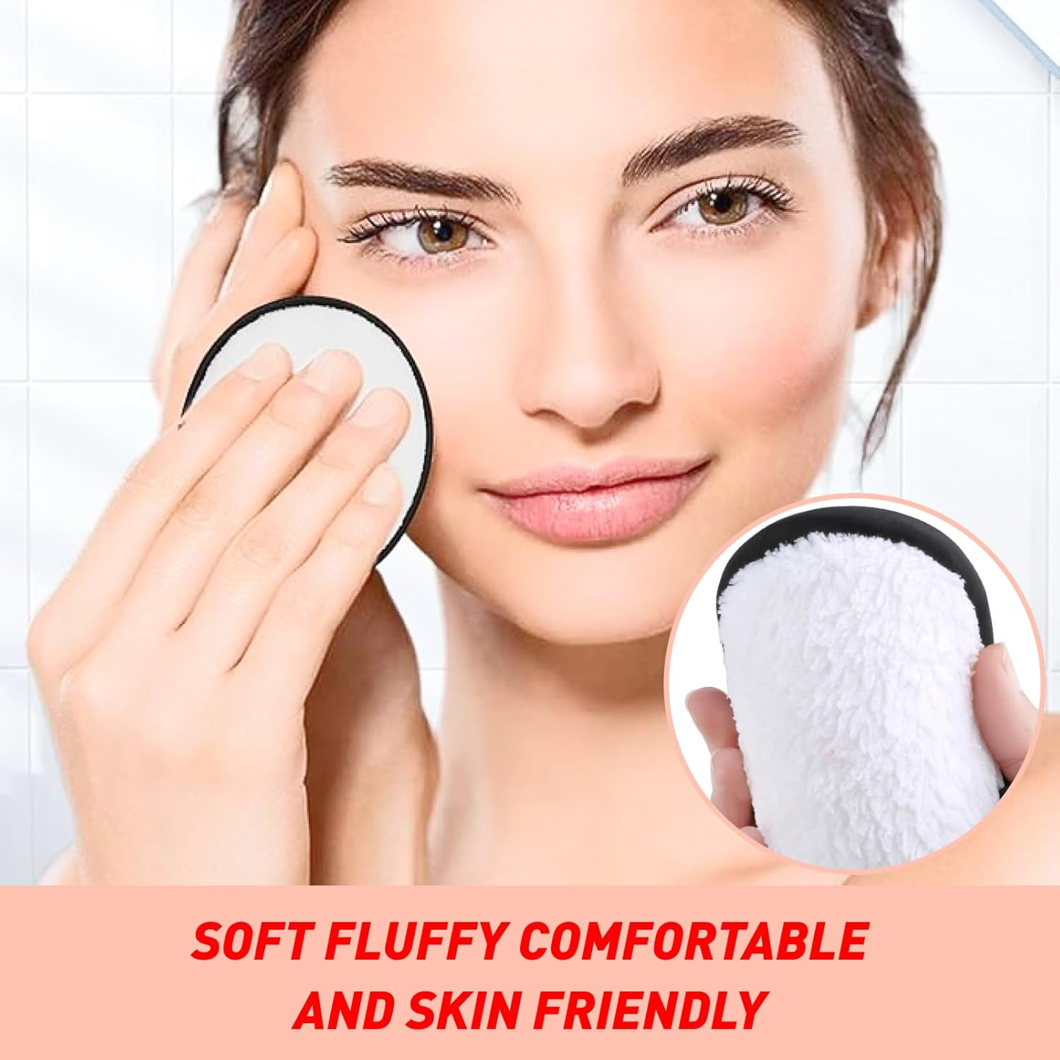 100% Reusable Makeup Remover Pads, 4 Pack Large Eco-Friendly Microfiber Makeup Eraser for Chemical-Free Removal of Eye Makeup, Foundation, Highlighter & Lipstick, Perfect for All Skin Types image number 3
