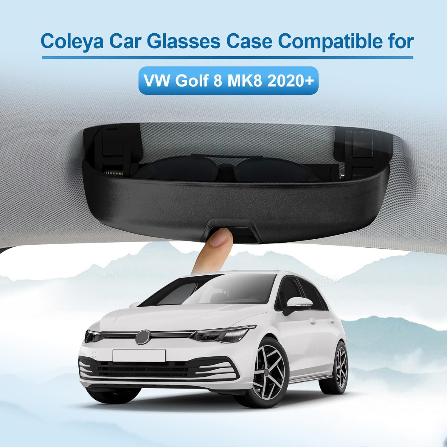 Coleya Car Glasses Case Compatible with VW Golf 8 2020-2024, Sunglasses Holder, Glasses Storage Box, Golf 8 Accessories Glasses Case (Black) - Black image number 3