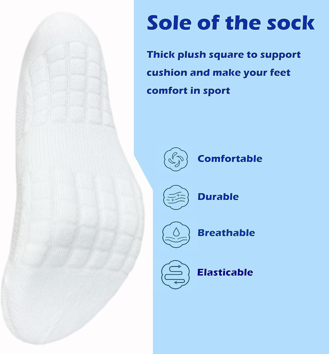 Hycome 5Pairs Women Men Sport Running Ankle Socks with Cushion Low Cut Athletic Sport Socks image number 3