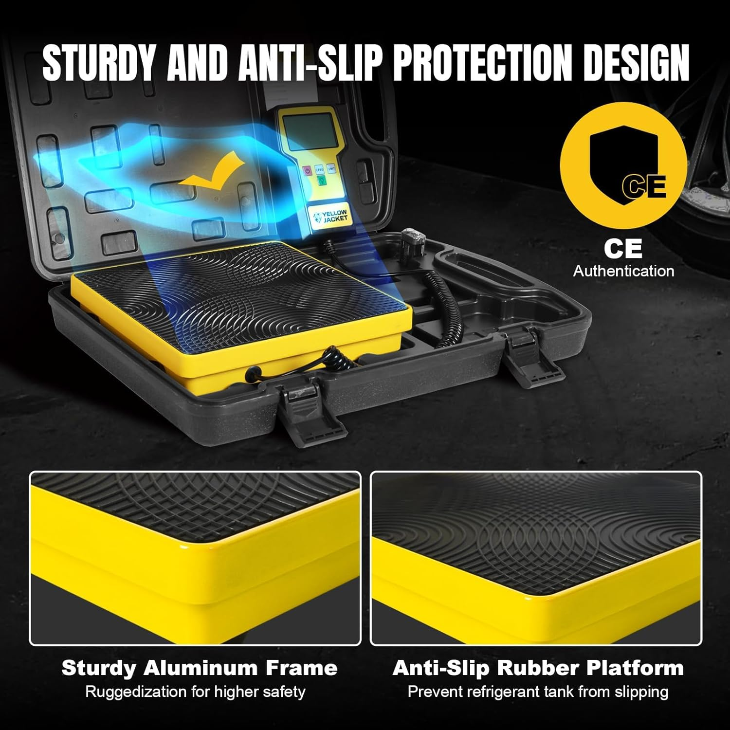 YELLOW JACKET Upgraded Refrigerant Scale 220 LBS High Precision Programmable HVAC Electronic Charging Weight Scale with Portable Case for All Recovery Tanks image number 4