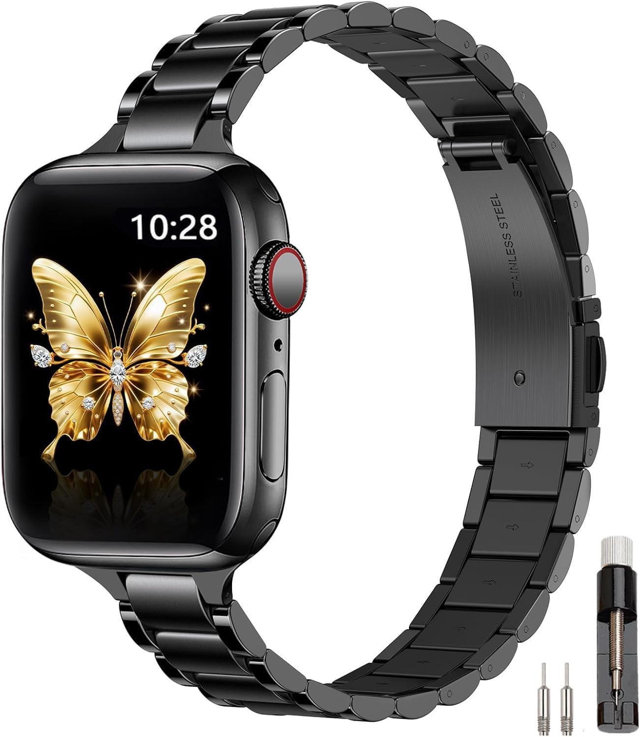 Metal Strap Compatible with Apple Watch Band Women, Bracelet for Iwatch Series 10 SE 9 8 7 6 5 4 3 2 1 SE 2Nd Gen, Stainless Steel Thin Femme Bands (42Mm(Series 10) 41Mm 40Mm 38Mm)