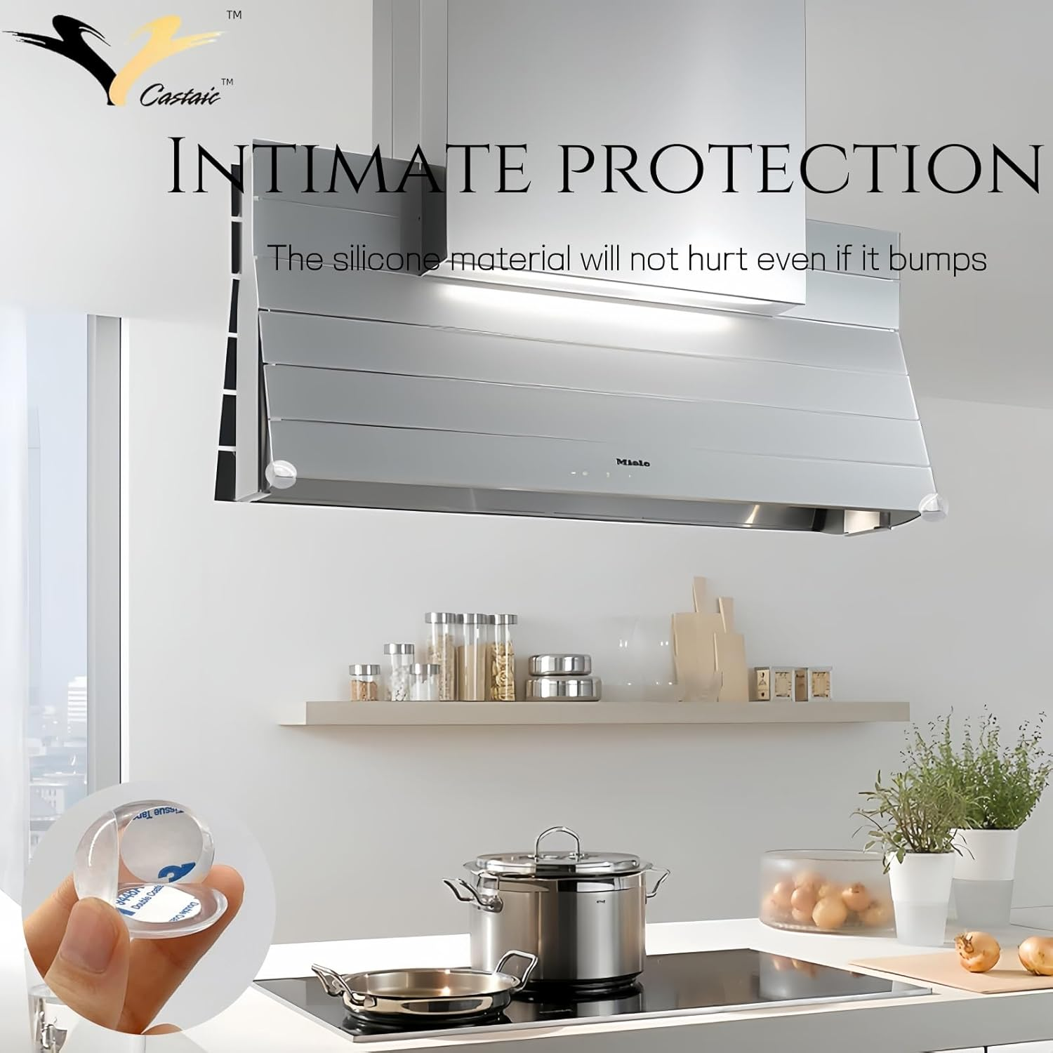 Castaic Baby Safety Corner Guard,12 Pack Table Corner Protectors for Furniture Corner Guard and Edge Safety Bumpers with Strong 3M Gel Sticker to Cover Sharp Furniture (Clear 12Pcs) image number 3