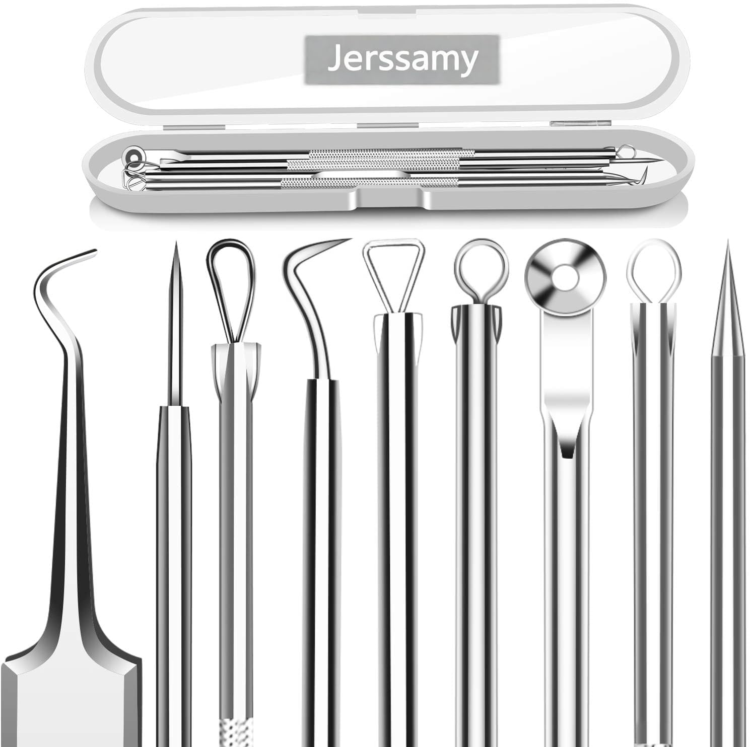 5PCS Blackhead Remover Comedone Extractor, Curved Blackhead Tweezers Kit, Professional Stainless Pimple Acne Blemish Removal Tools Kit image number 4