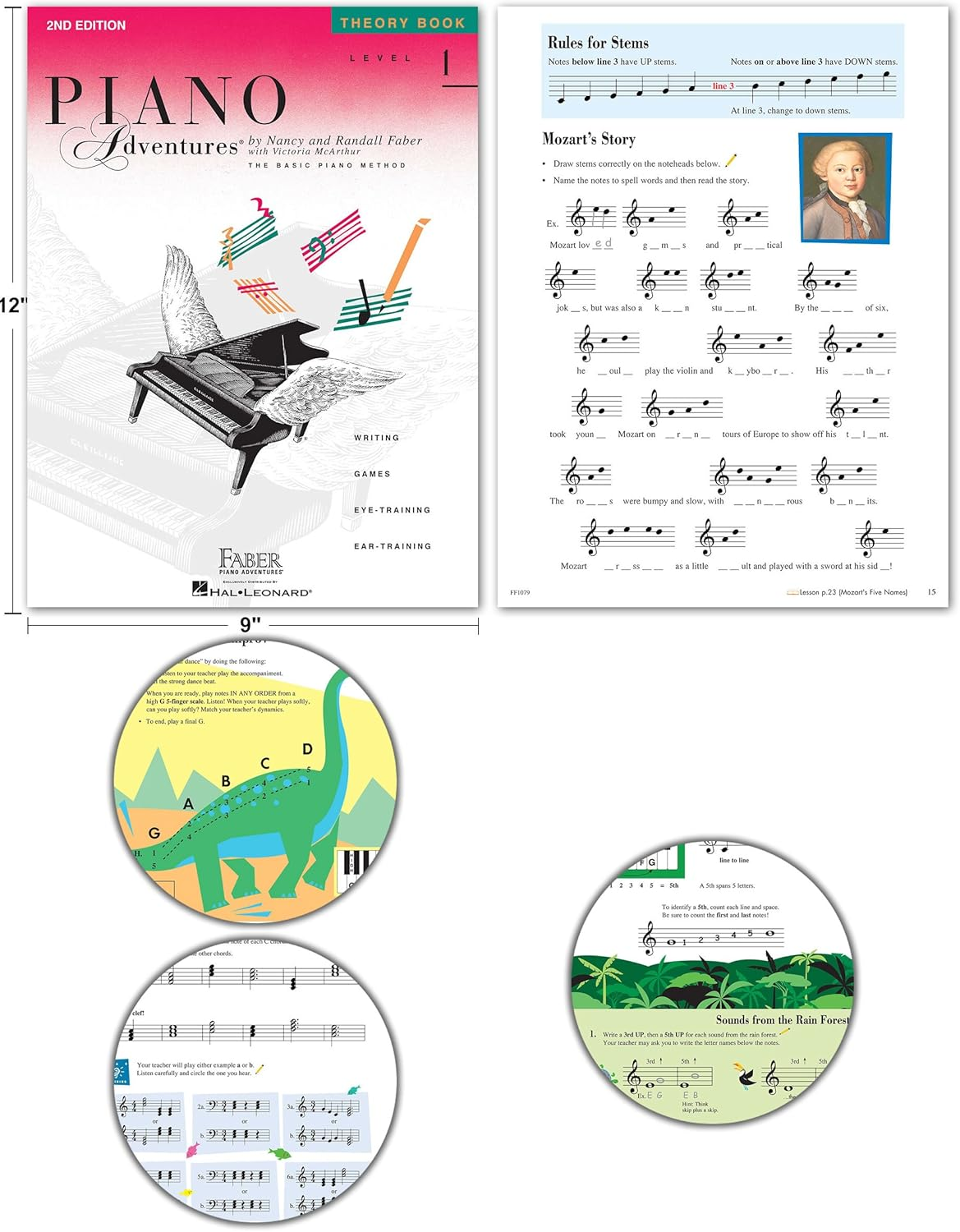 Piano Adventures Level 1 2Nd Edition Learning Set by Nancy Faber - Lesson, Theory, Performance, Technique & Artistry Books & Juliet Music Piano Keys 88/61/54/49 Full Set Removable Sticker image number 4