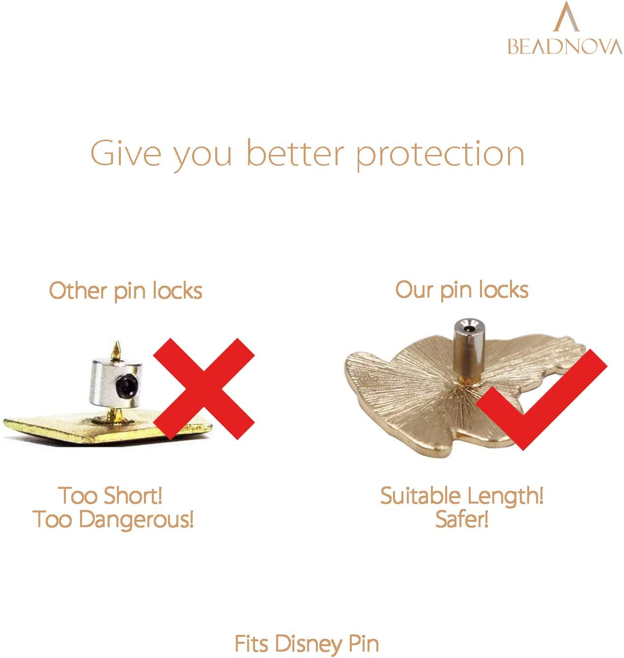 BEADNOVA Pin Keeper with Allen Wrench Pin Back for Backpack Enamel Pins Label Pins Locking (50Pcs, Allen Wrench Included)