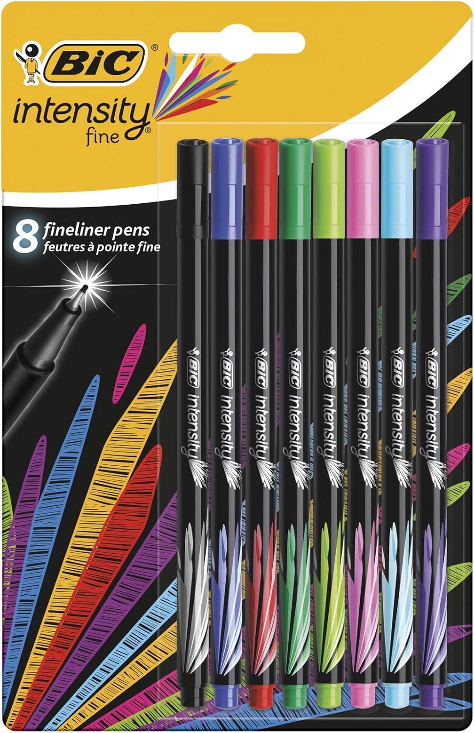 BIC Intensity Fineliner Felt Tip Pen Fine Point (0.8 Mm) - Assorted Colours, Pack of 4 Fineliner Pens, 942082