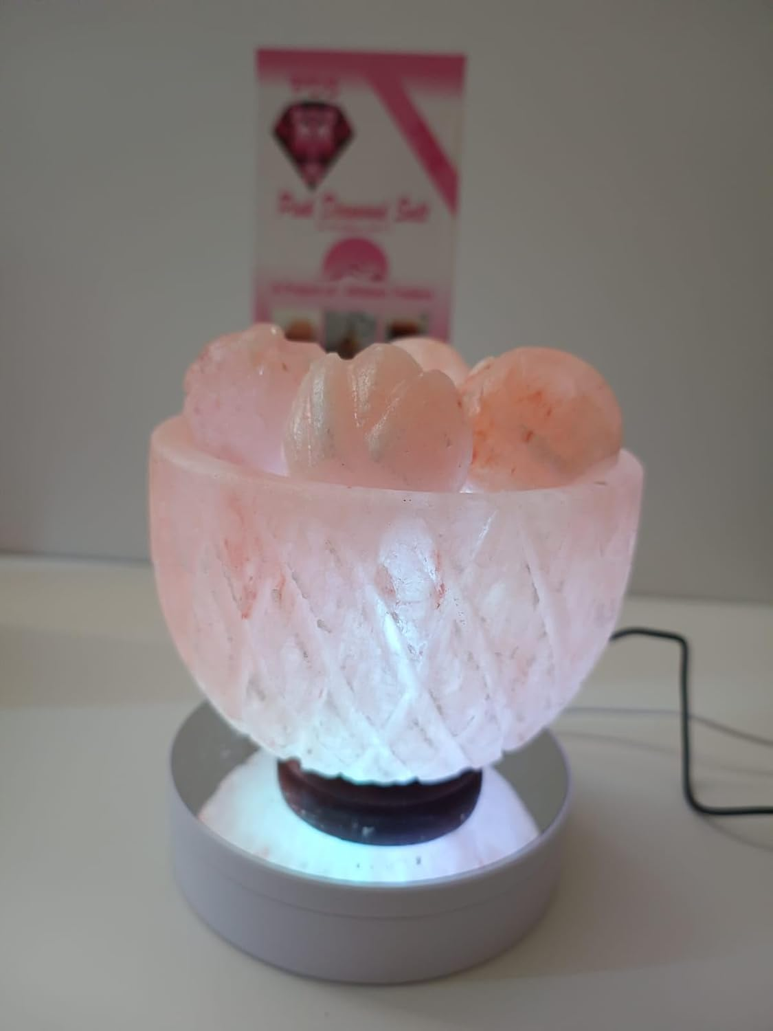 3-4 KG Himalayan Premium Multi Colour Pineappple Fire Bowl Salt Lamp 100% Authentic, Beautifully Hand Crafted Pineappple Fire Bowl Salt Lamp Comes with Complete image number 3