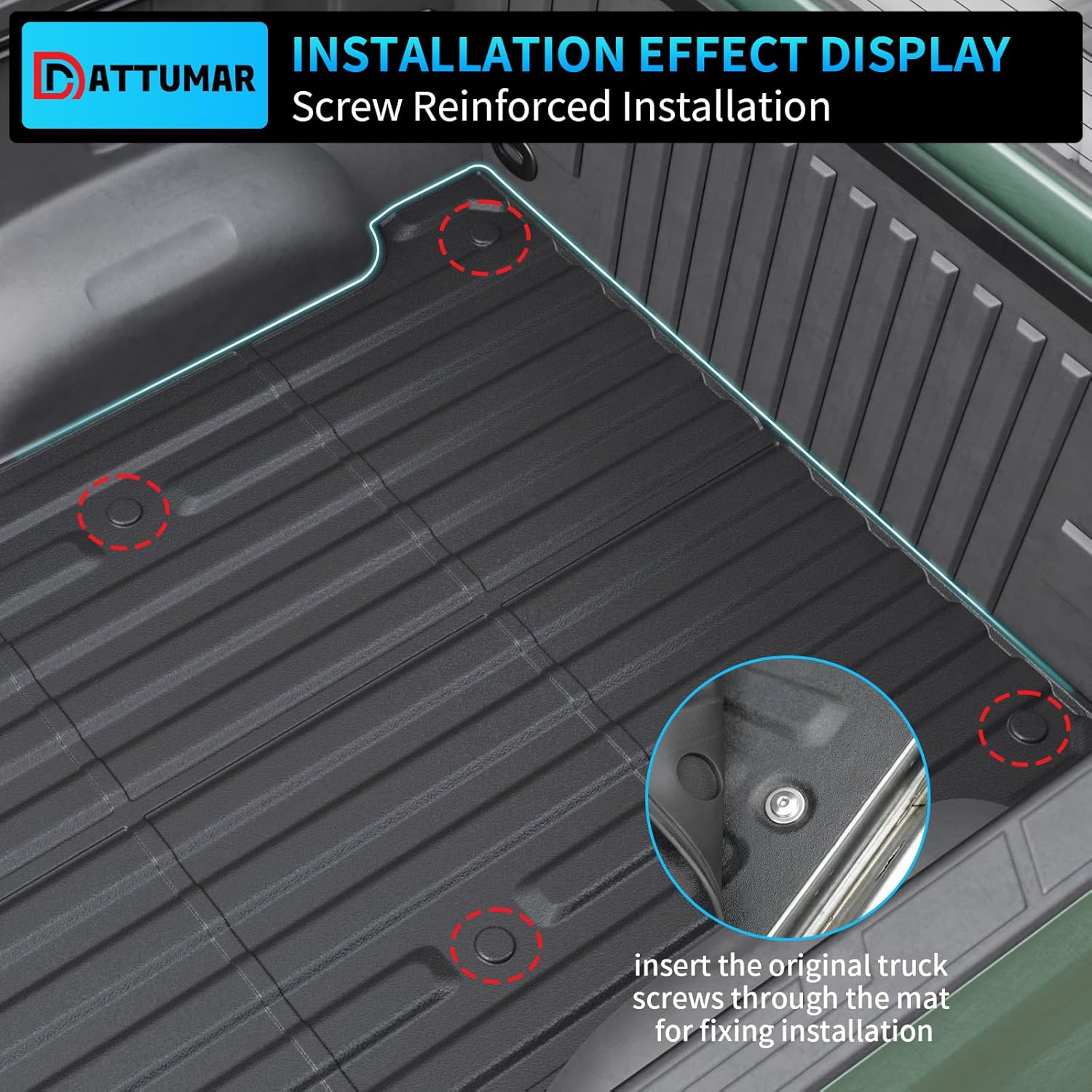 Dattumar Truck Bed Mat Tailgate Mat for 2021-2025 Ford F150 or F150 Lightning 5.5Ft Bed All Weather Protection TPE Accessories (21-25 F150 & Lightning 5.5 Feet) image number 6