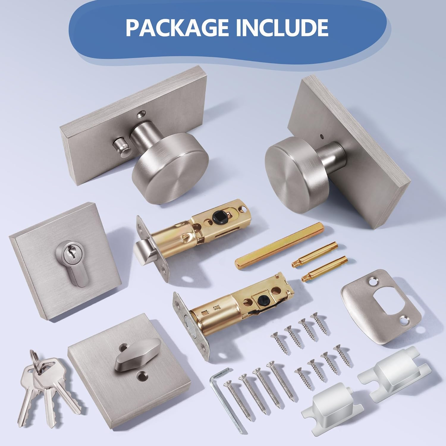 HIEMEY Brushed Nickel Door Knob with Deadbolt, Single Cylinder Deadbolt and Door Knob Set image number 2