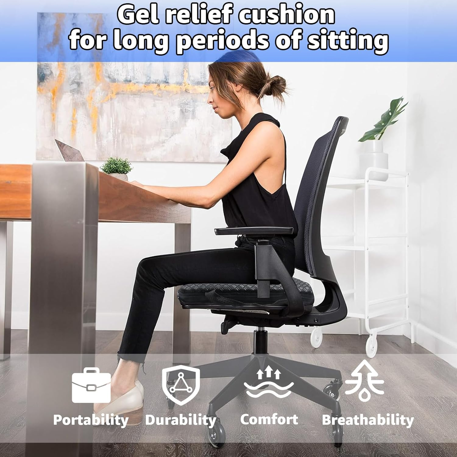 Ketimos Gel Travel Seat Cushion &ndash; Portable Airplane Seat Cushion &ndash; Foldable Cushion for Airplane Seats, Camping, Bleachers, Flights, Commute image number 3