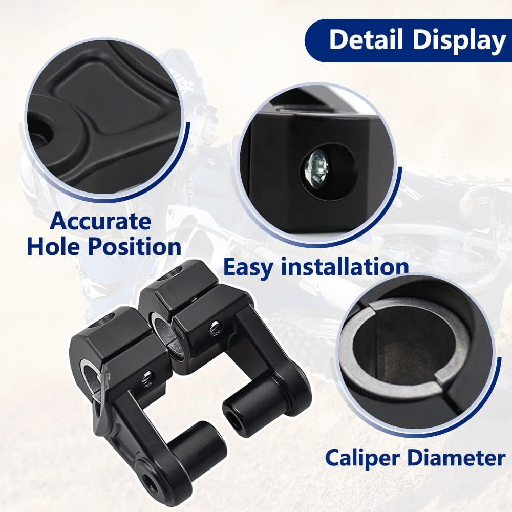 2 Inch Pivot Handlebar Risers Universal Motorcycle for 7/8" (22Mm) Bar Clamps, 2 in Universal Motorcycle Handlebar,Pivoting Handlebar Clamp Risers for 7/8" or 1 1/8 28Mm (Black) 2 PCS - Silvery image number 7