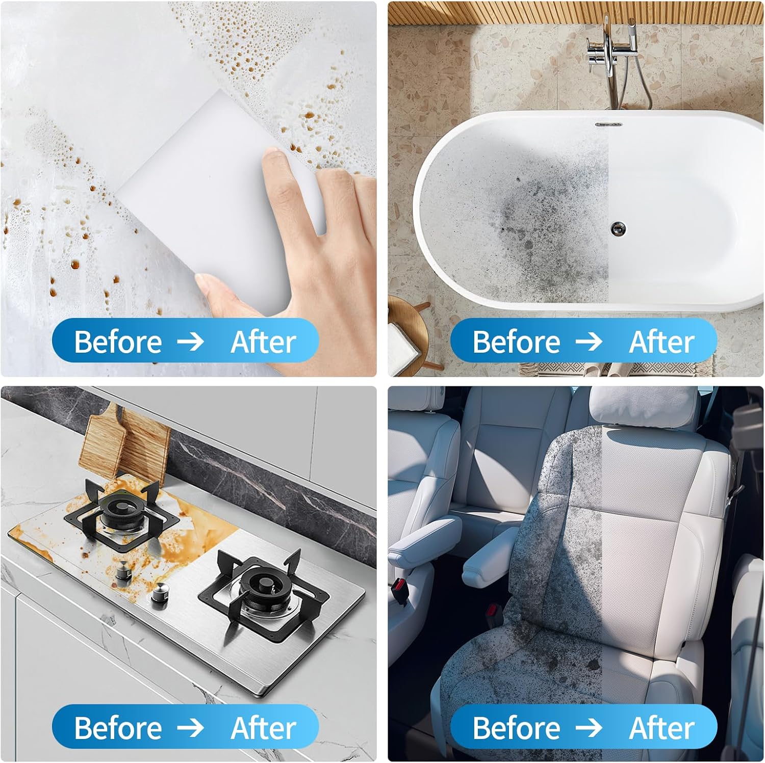 ZBQEJ Dirt Eraser, Pack of 100 Sponge Eraser, Cleaning Sponge, Magic Sponge Eraser, Miracle Sponge, White Cleaning Sponge, Melamine Sponge for Home, Kitchen, Wall, Bathroom, Shoe Sponge image number 5