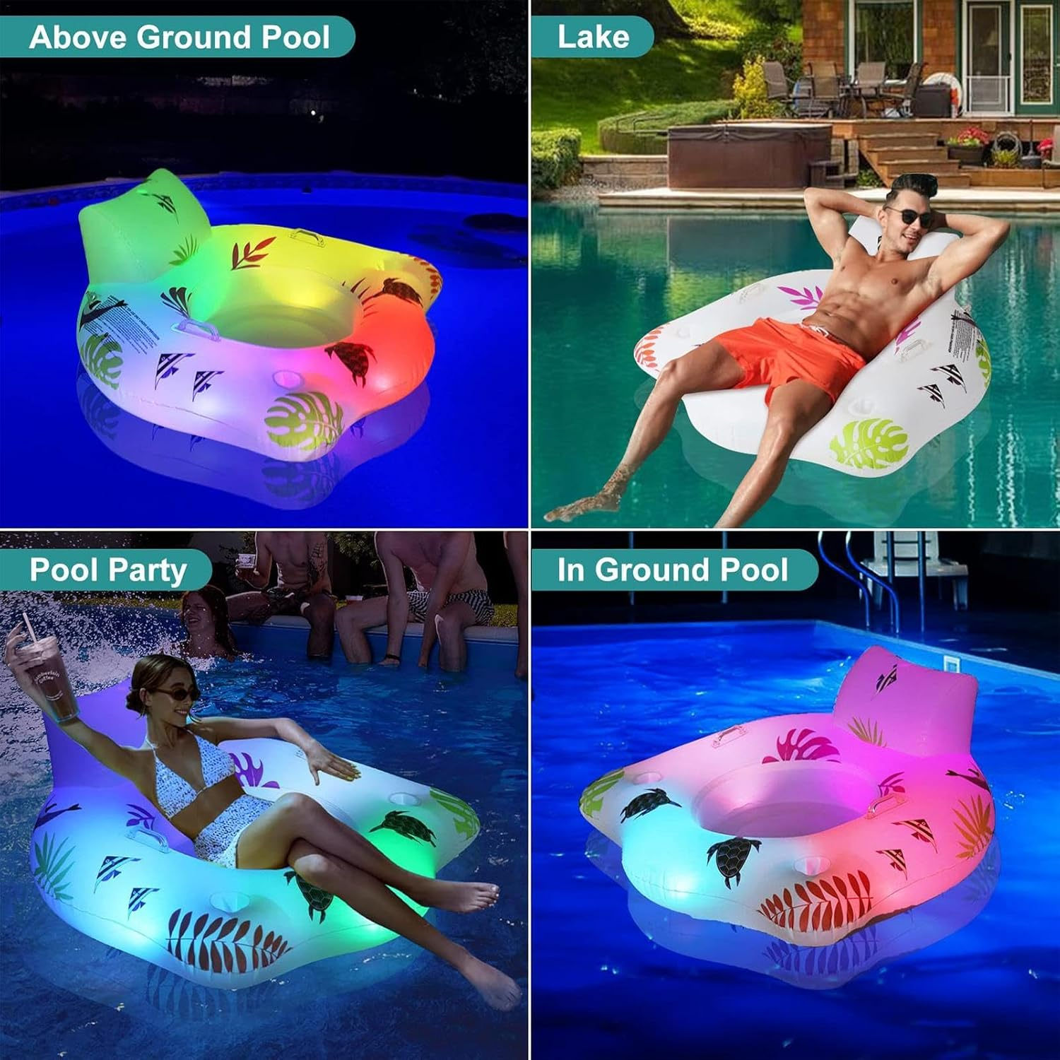 Pool Air Bed | Floating Pool Mattress | Inflatable Swimming Pool Lounger | Perfect for Individuals or Families Looking to Unwind and Soak up the Sun Warm Summer Days image number 5