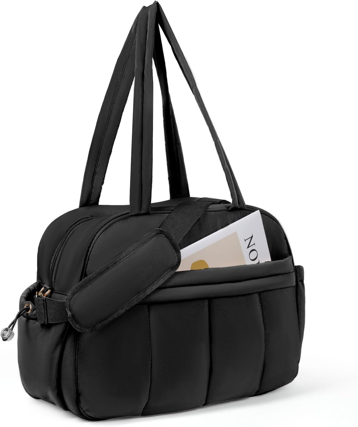 Behaesty Weekender Bags for Women, Quilted Travel Duffel Bag, Large Puffer Duffle Bag for Travel Gym Overnight Weekend Workout Carry on Bag for Airplanes, Personal Item Travel Bag, Camel, 18 X 12 X 8