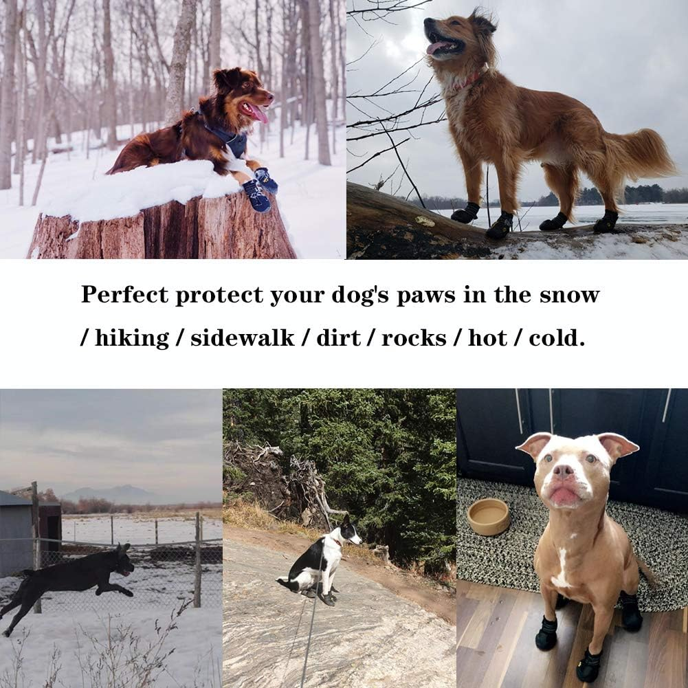 XSY&G Dog Boots,Waterproof Dog Shoes,Dog Booties with Reflective Rugged Anti-Slip Sole and Skid-Proof,Outdoor Dog Shoes for Medium to Large Dogs 4Pcs-Size 8 image number 2