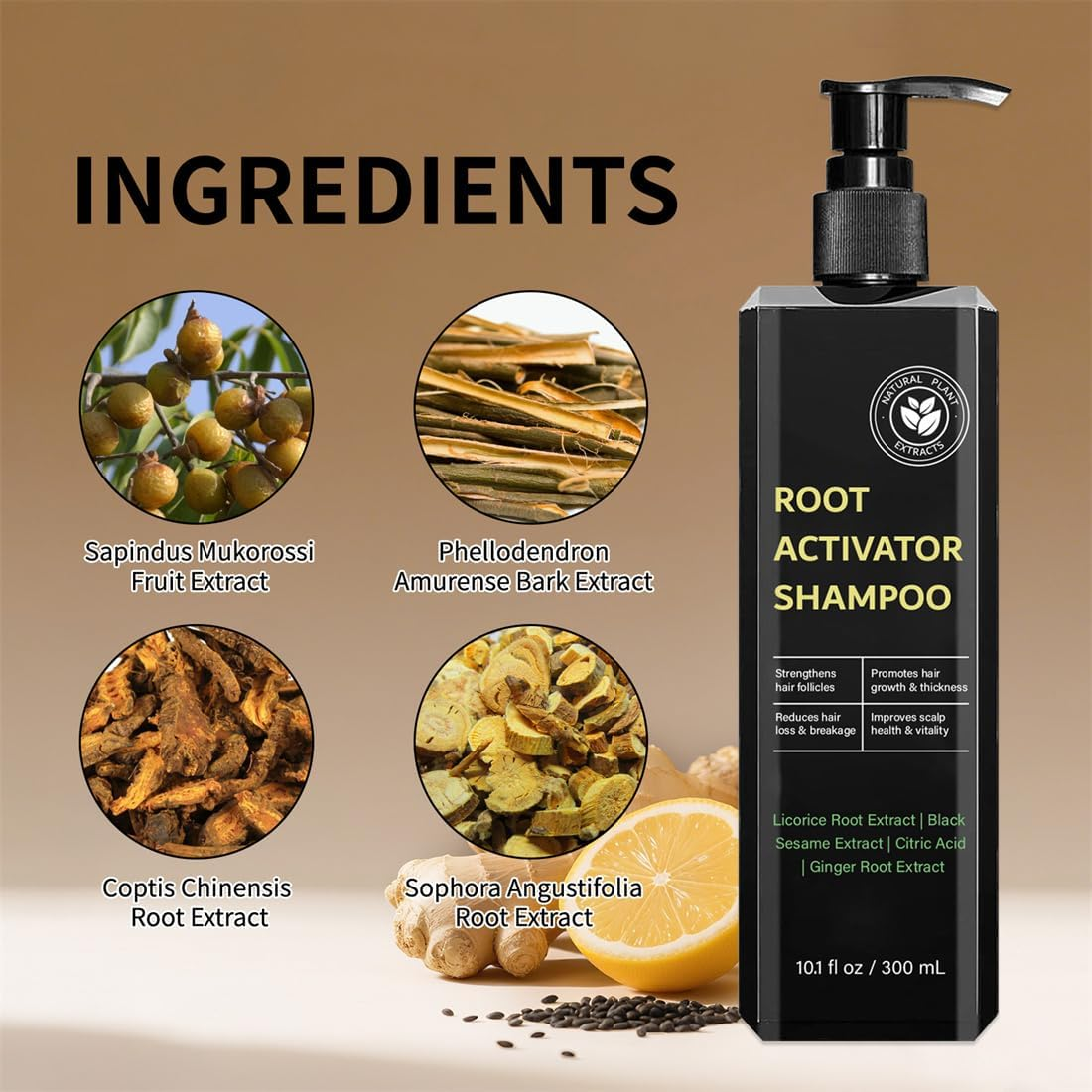 Root Activator Shampoo for Men: Hair Growth Shampoo for Hair Loss and Thinning Hair - 10.1 Fl Oz / 300 Ml image number 4