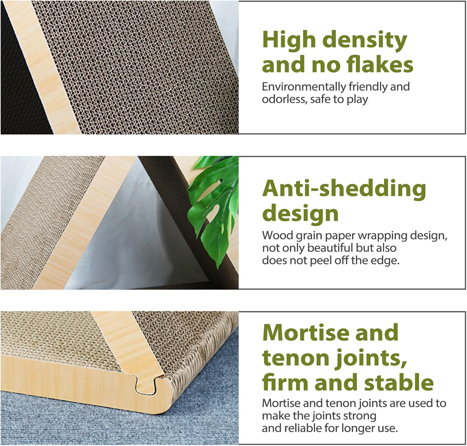 Triangle Cat House Cardboard Foldable, 3 in 1 Scratching Post, Vertical Cat Scratching Post Ramp Cat Furniture Cat Scratcher for Indoor Cats and Kitten to Scratch, Play and Hide image number 6