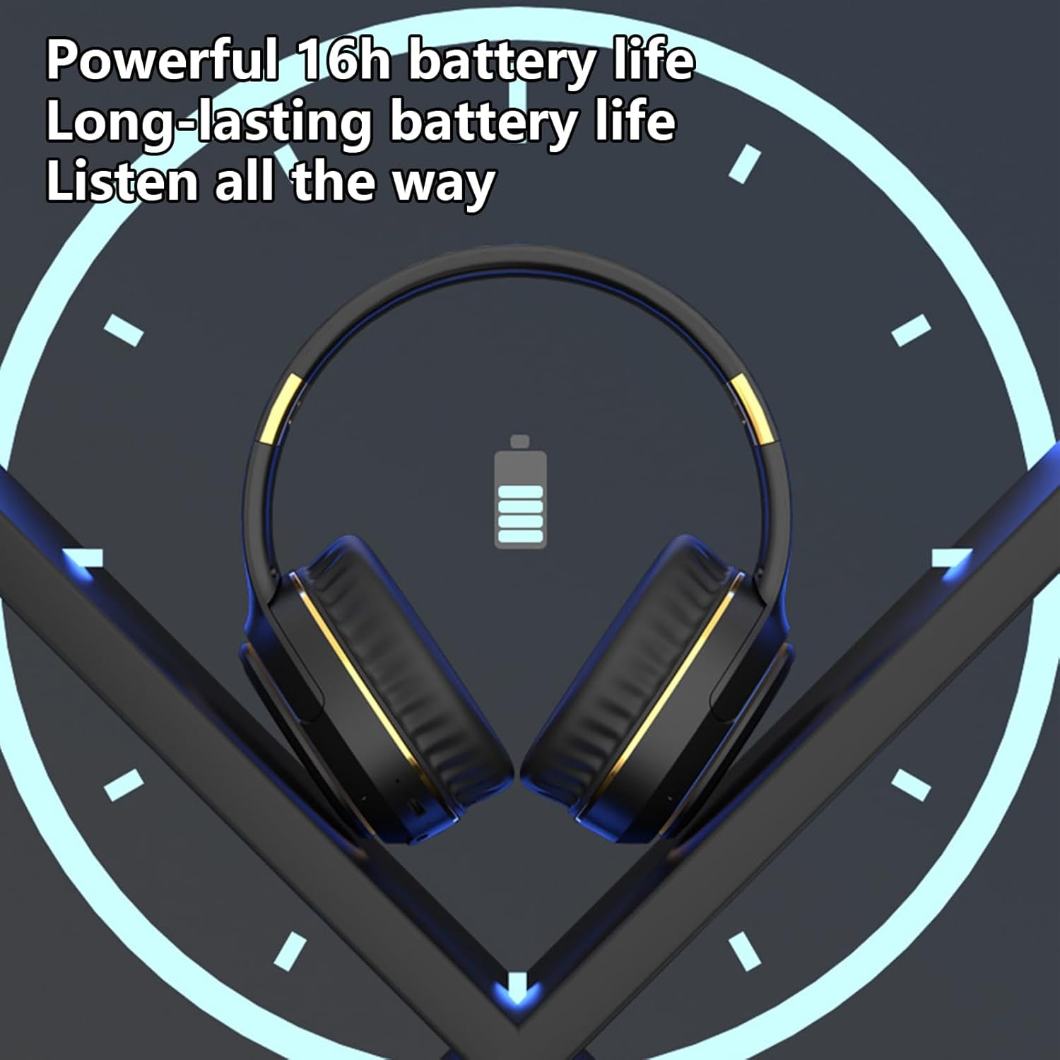 Rrlihjgu over the Ear Headphones - Wireless Game Earphones,Foldable Headphones with Breathing Light & Stereo Bass Sound for Commuting Workout Lawn Concert Workout image number 2