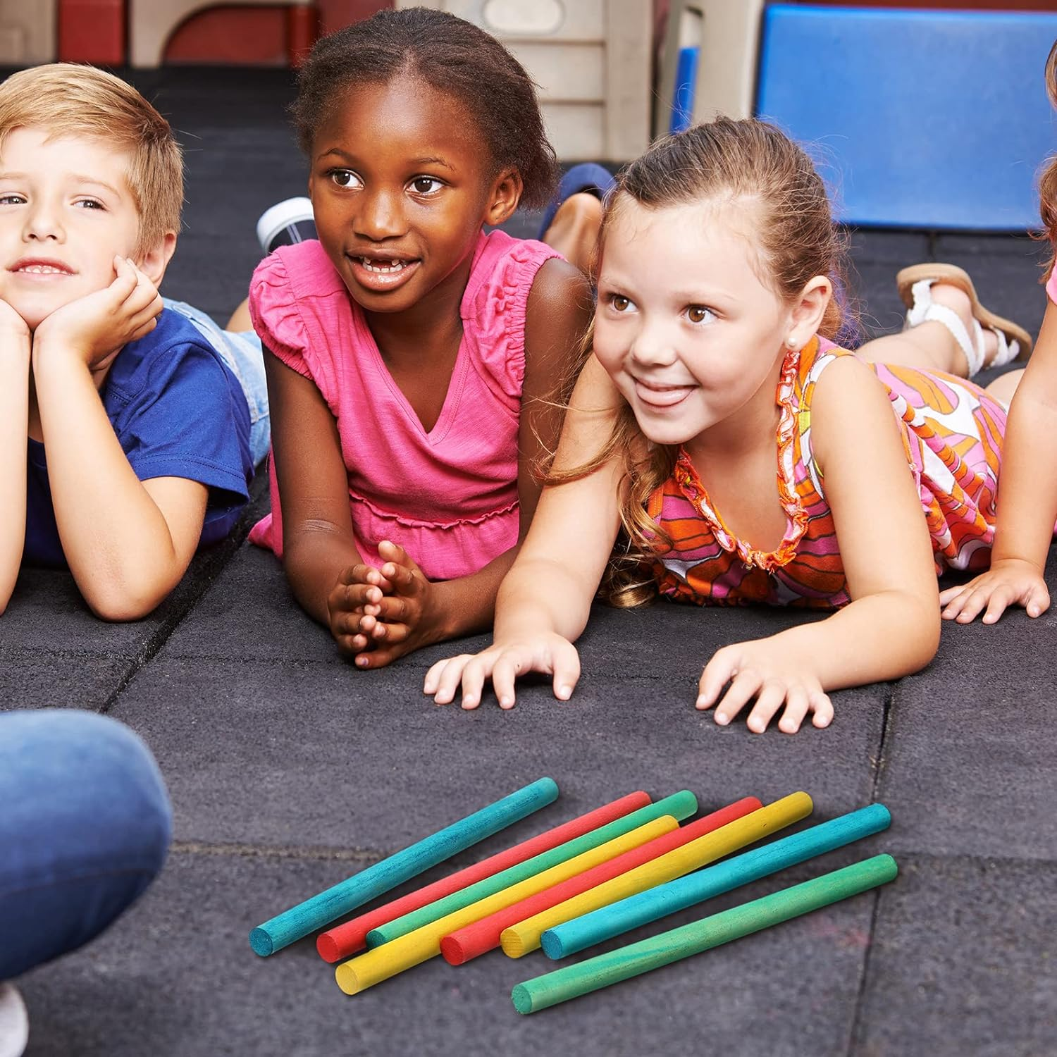 Chunful 24 Pieces Rhythm Sticks Rhythm Music Lummi Sticks Classroom Rhythm Instruments Musical Sticks 4 Colors Wood Sticks for Girls Boys Classroom Play (8 X 1/2 Inch, Red, Green, Yellow, Blue)
