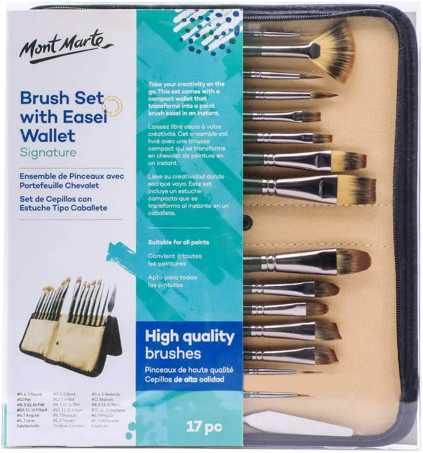 Mont Marte Artist Brush Set with Easel Wallet (17 Pieces) image number 4
