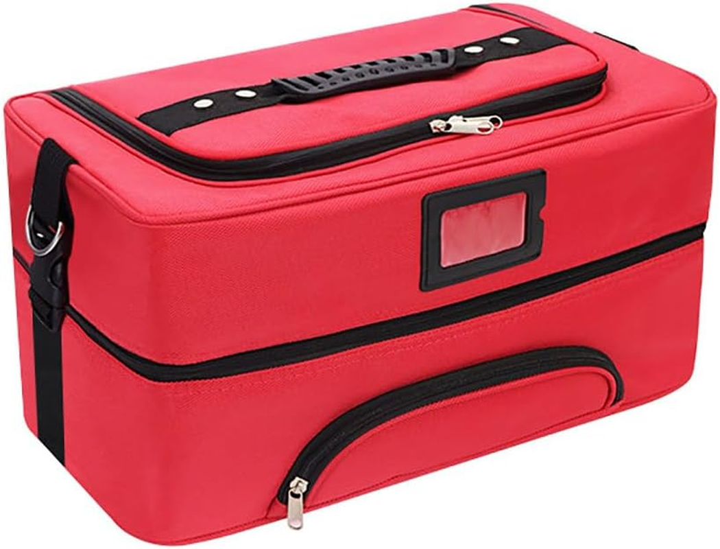 AIMALL Large Capacity Makeup Bag, Portable Multi-Function Crossbody Bag, Multi-Layer Storage Box for Beauty Tools, Durable Red Design