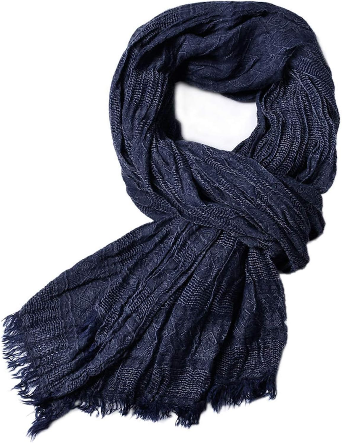 Elonglin Men'S Soft Cotton Scarf, Fold Fringe Design Scarf Warm Gentleman Neckwear Business Casual Scarf Plaid/Stripe/Solid