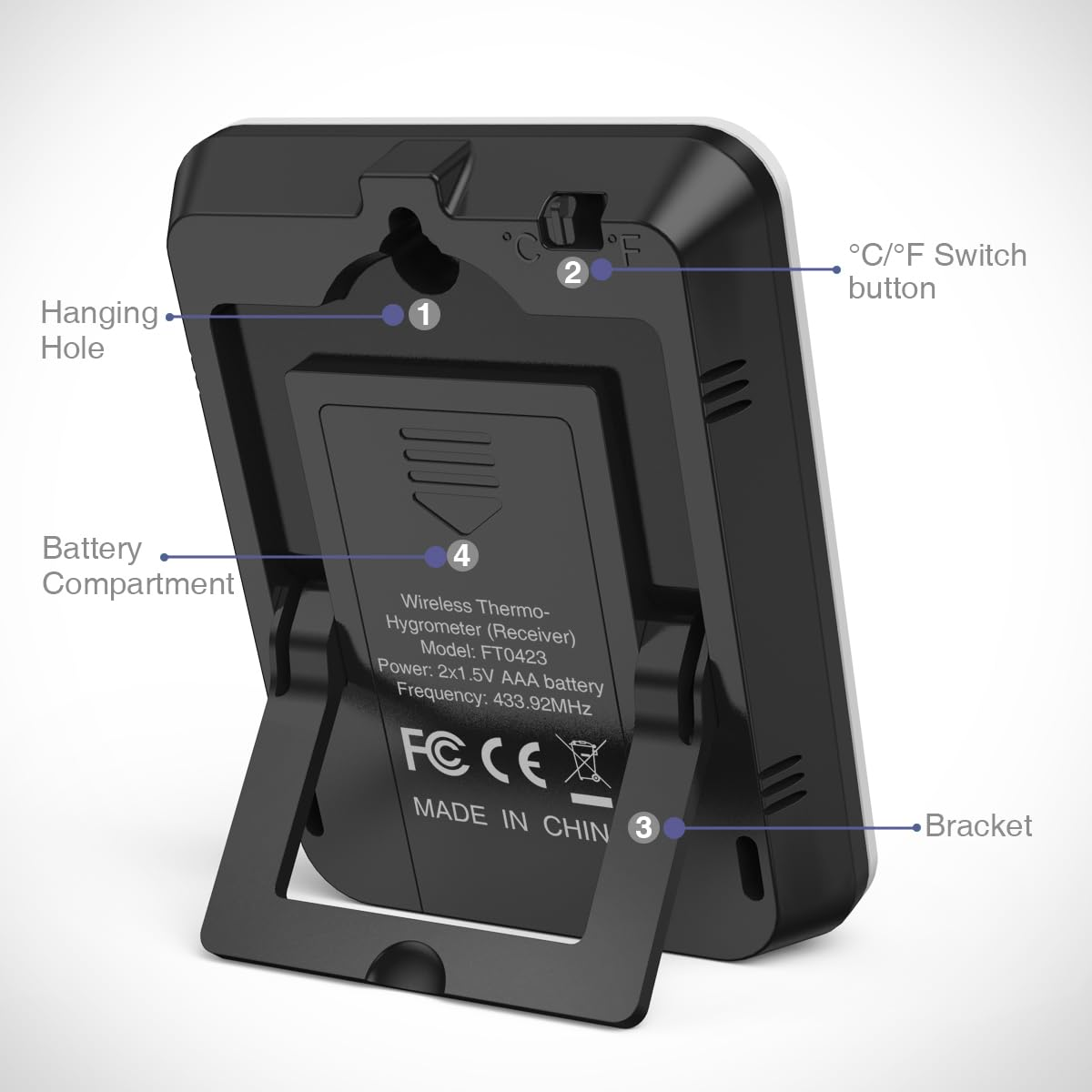 Indoor Outdoor Monitor Temperature Humidity Digital Hygrometer Room Hygrometer Gauge with LCD Display Temperature and Humidity Monitor for Home Office Festival Gift