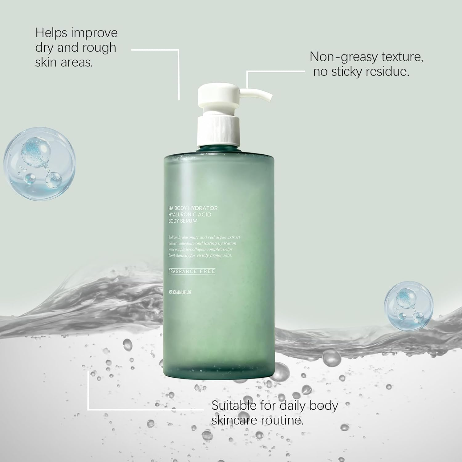 Hyaluronic Acid Body Serum, HA Body Hydrator for Dry Skin, Lightweight Bodys Serum for Deep Hydration, Fast Absorbing Moisturiser with Hyaluronic Complex, Non-Greasy Daily Hydrating Care (1) image number 2