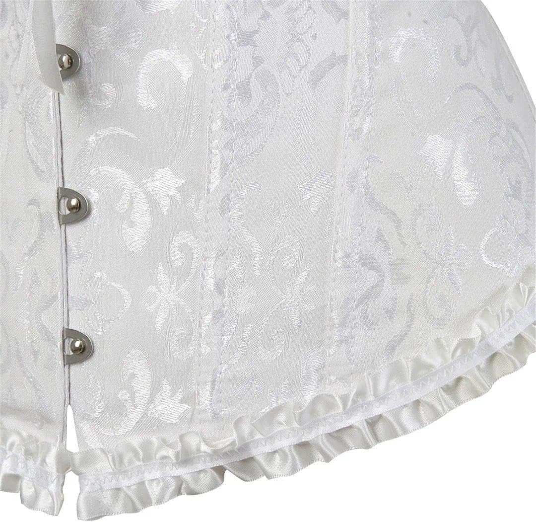 Women'S White Corset Top with Plastic Boning for Parties & Cosplay | 90% Polyester 10% Spandex | Waist 24-29 Inch (60-71 Cm)-Damaill image number 3