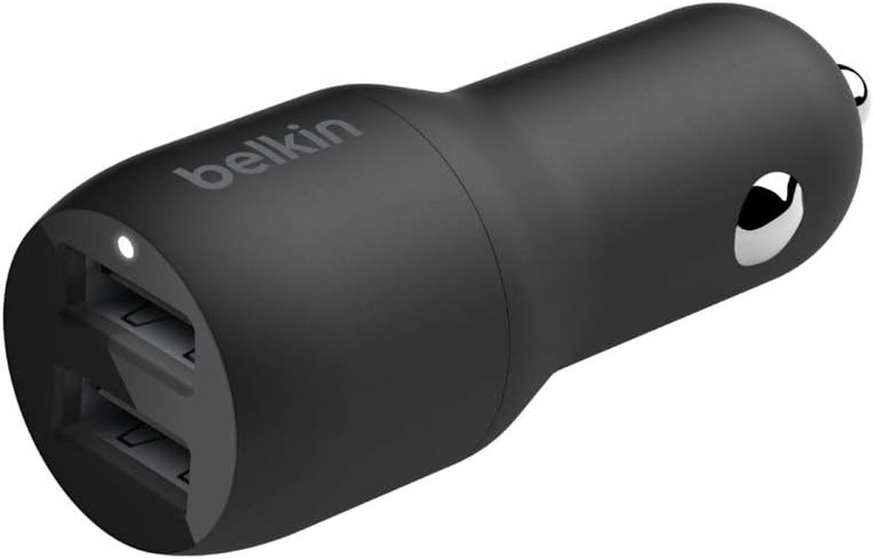 Belkin Cce002Bt1Mbk Dual USB Car Charger 24W + Micro-Usb Cable (Boost Charge Dual Port Car Charger, 2-Port USB Car Charger) Power Bank Car Charger, Kindle Car Charger,Black image number 1