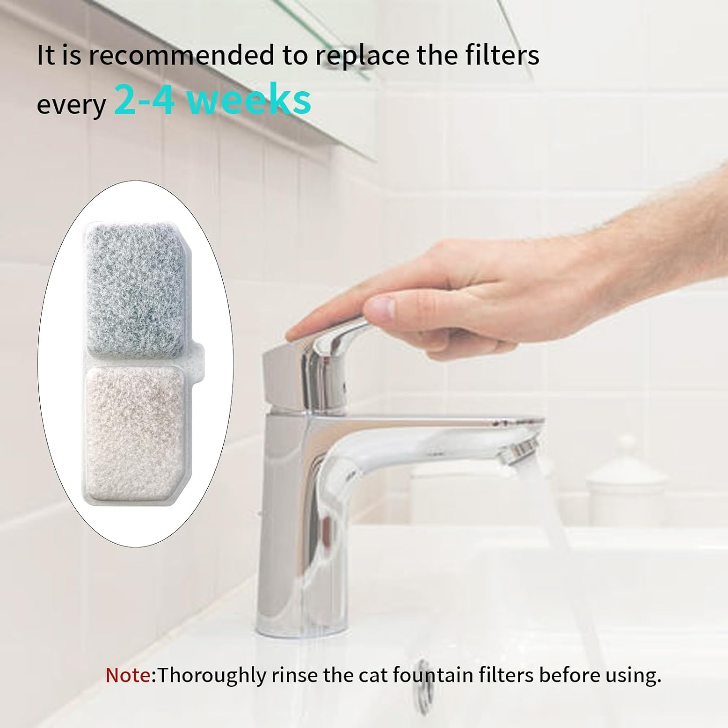 Hevysuo Pack of 10 Filter for Cat Fountain with Resin, Cotton Layer and Activated Carbon, Triple Filter Replacement Filters Suitable for 3.2 L Cats and Dogs Filter for Drinking Fountain, 4.4 X 1.6 image number 6