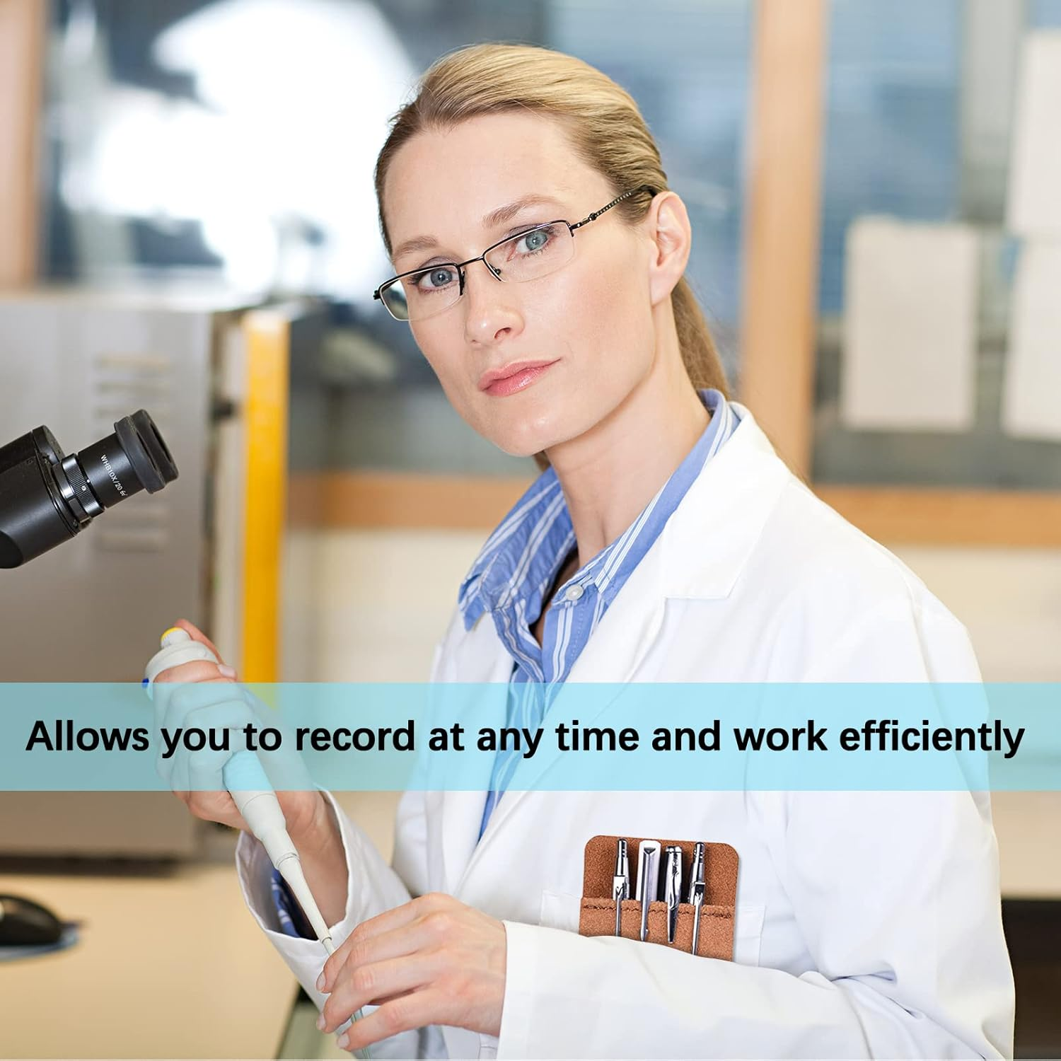 4 Packs Pocket Protector, FHDUSRYO Multi-Purpose Leather Pen Pouch Holder Organizer, Pens Pocket Protector for Pens Pointers Pencils Ruler image number 6