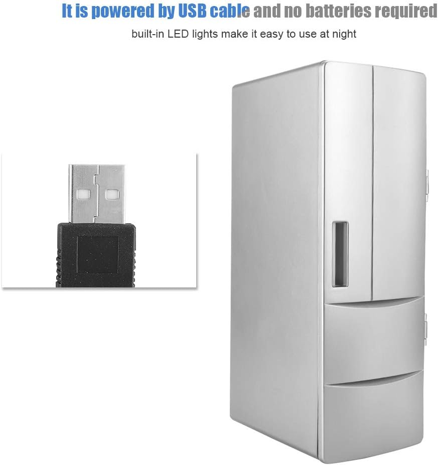 Dpofirs Portable LED Mini USB Refrigerator, 10W Mini Fridge for Bedroom Car Office Desk College Dorm Room 5V DC, Portable Thermoelectric Cooler for Bedroom, Make Up image number 3