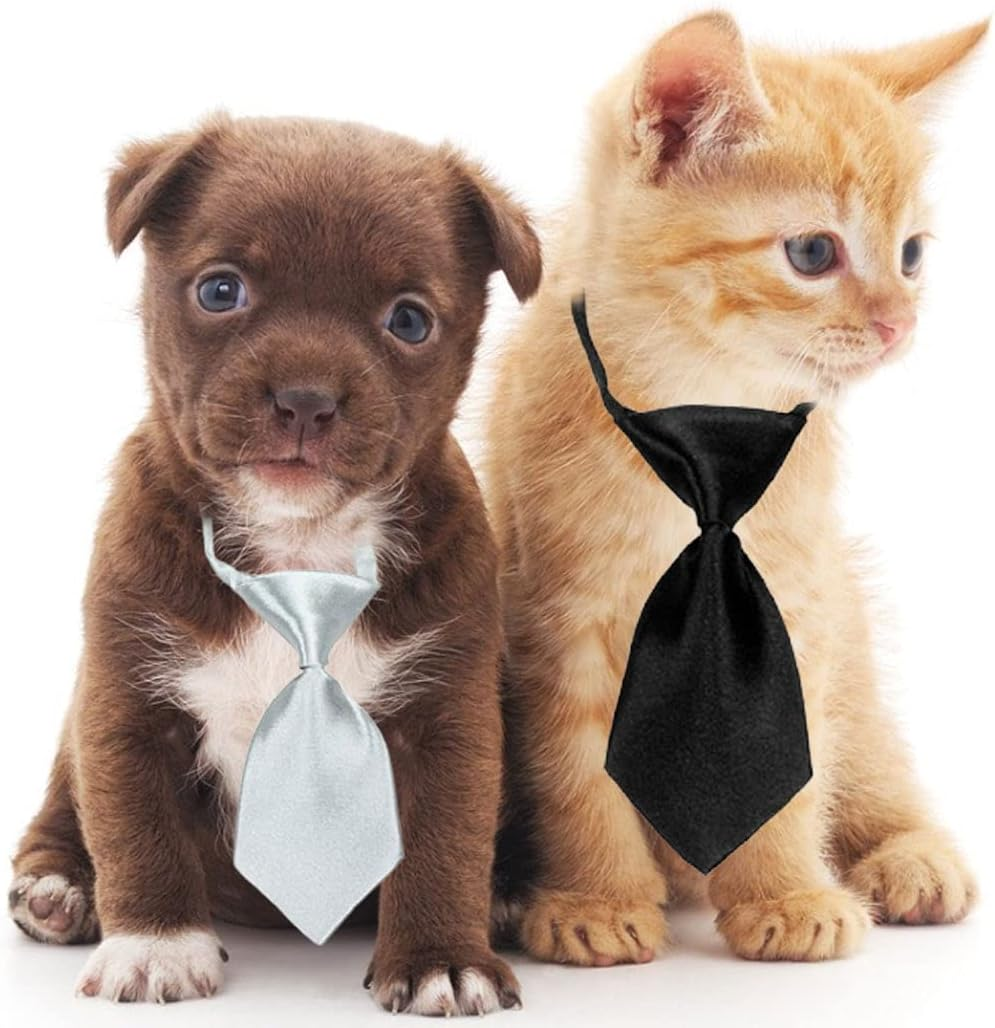 Wepetyo 10 Pcs Pure Color Pet Tie Dog Ties with Adjustable Collar for Dogs Cats Summer Party Decoration(Mixed Style) image number 4