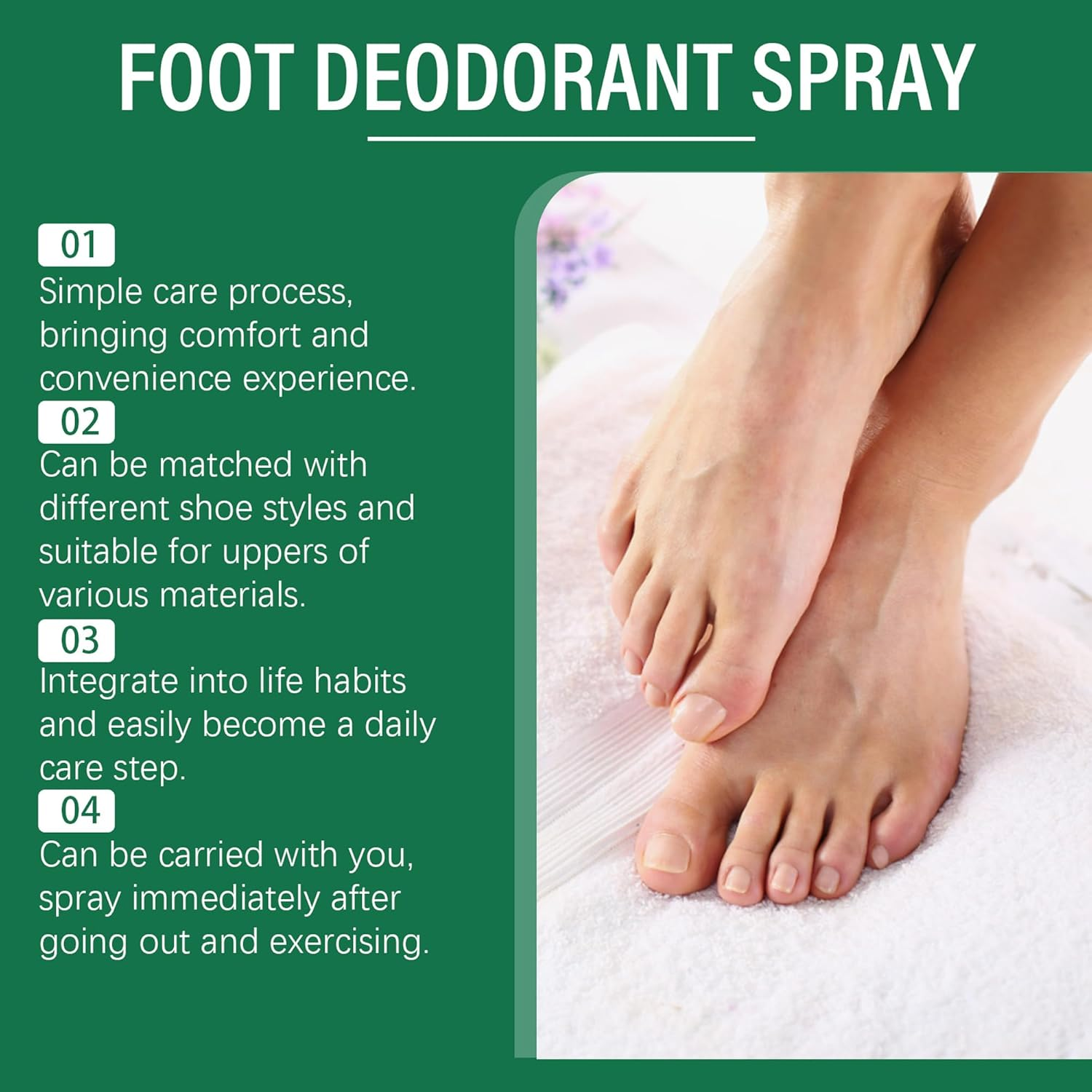 Foot Care Spray - Helps Reduce Odor - the Spray Has a Better Refreshing Effect - Suitable for Feet or Soles. image number 2