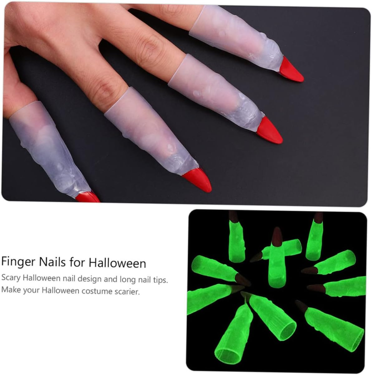 EPIGEIST 50Pcs Witch Finger Nails Horror Fake Nails for Halloween Pranks Scary Costume Accessories for Parties and Role-Playing Events image number 1