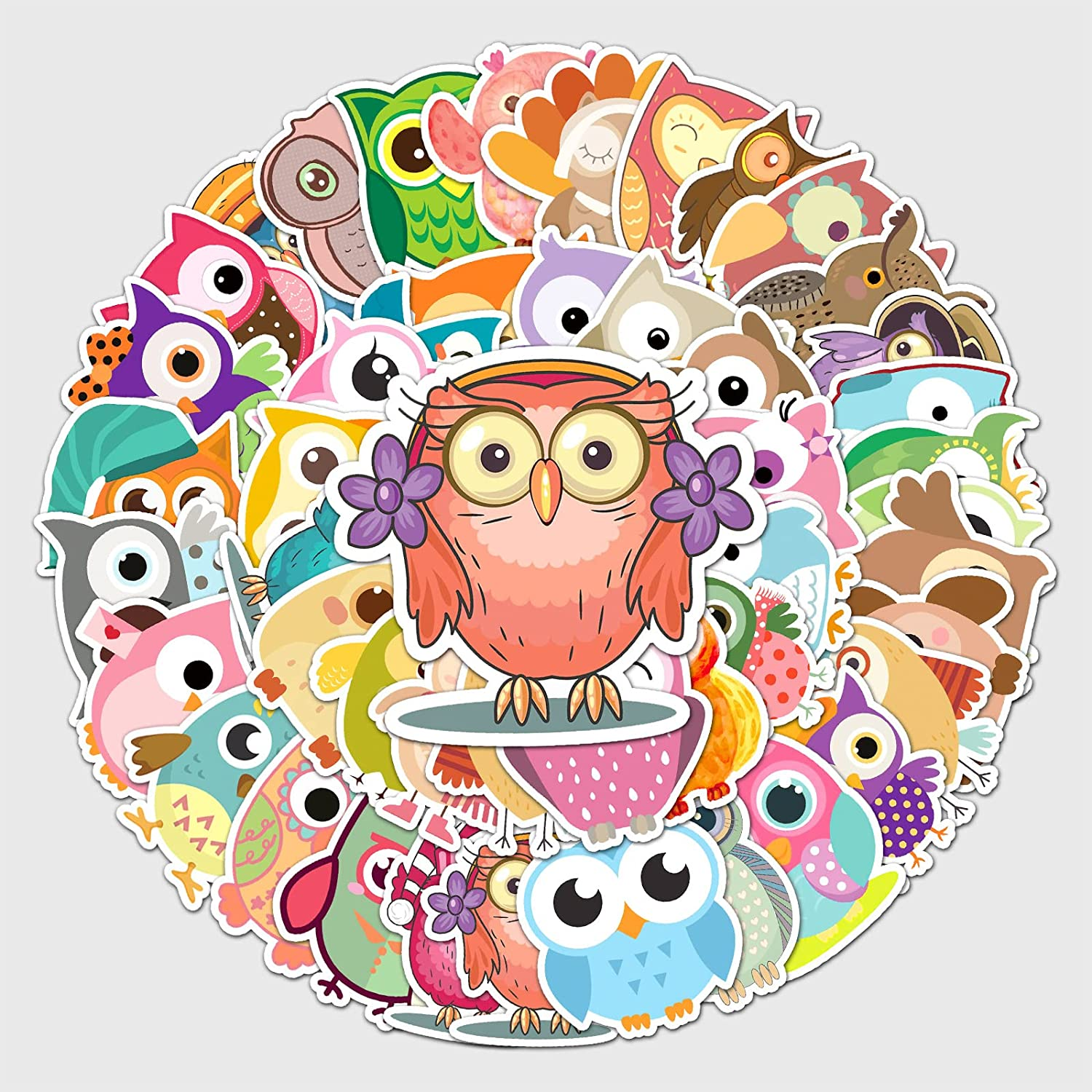 50 Packs Owl Stickers Water Bottles Laptop Phone Motorcycle Computer Guitar Skateboard Hydroflasks Owl Vinyl Sticker Waterproof Aesthetic Trendy Decals for Teens Girls Adults image number 2