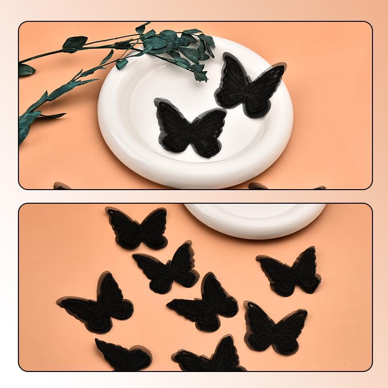 10Pcs Black Butterfly Hair Clips for Women Girls Halloween Lace Embroidery Butterfly Hair Barrettes for Thick Thin Hair Decorations for Party Prom Cosplay image number 4