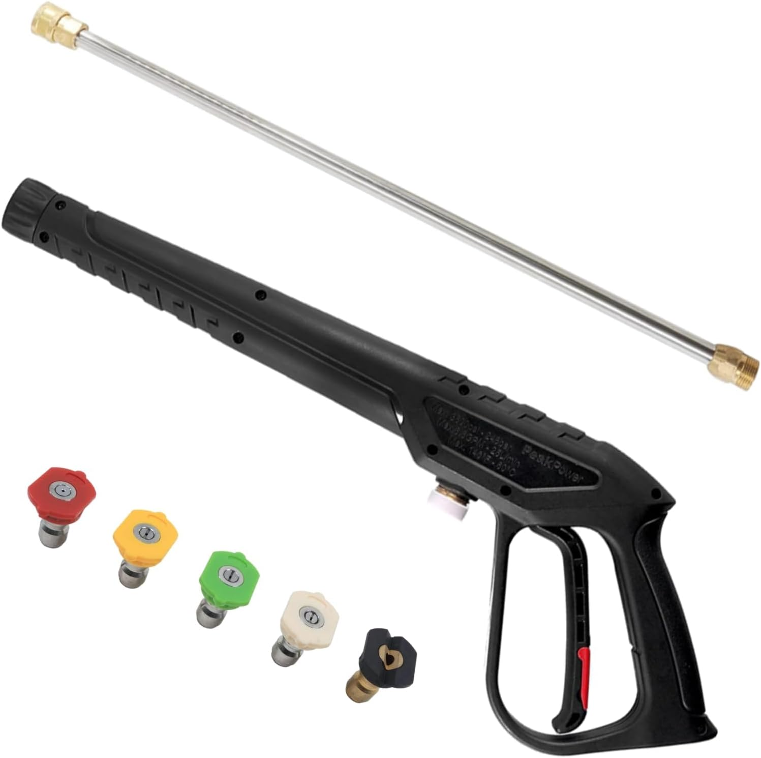 FGD Replacement Pressure Washer Gun with Extension Wand, Power Spray Car Wash Gun with M22-14Mm Thread Fitting, 5 Nozzle Tips, 40.2 Inch, 3600 PSI image number 4