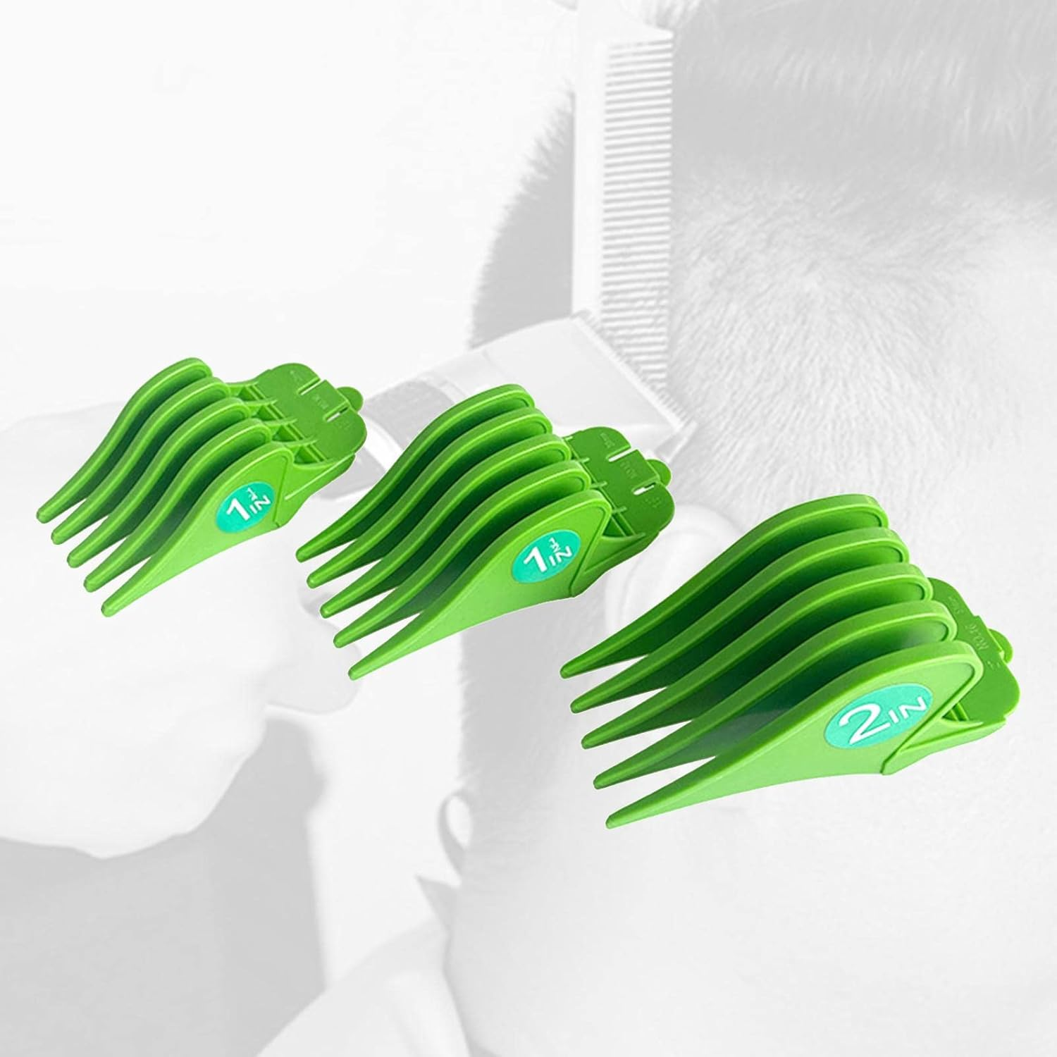 F Fityle 3Pcs/Set Professional Hair Clipper Limit Combs 32Mm 38Mm 51Mm Cutting Guard Hair Trimmers Attachment, Strong and Durable, Easy to Install. - Green - Black image number 7