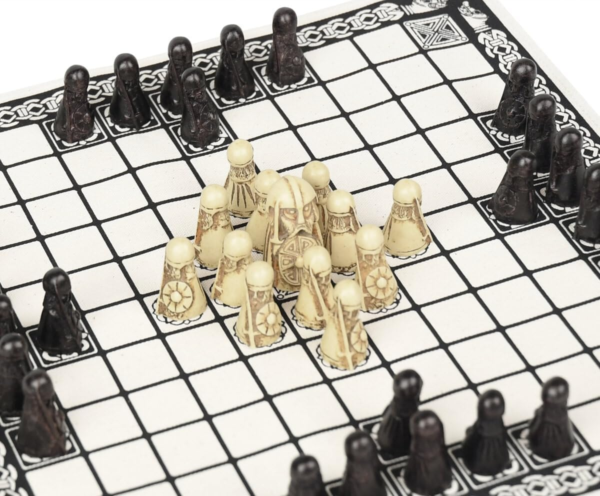 Hnefatafl Board Game - Viking Chess Set - the Masters Edition with Cloth Board and Detailed Resin Pieces - Two Player Strategy Board Game image number 6