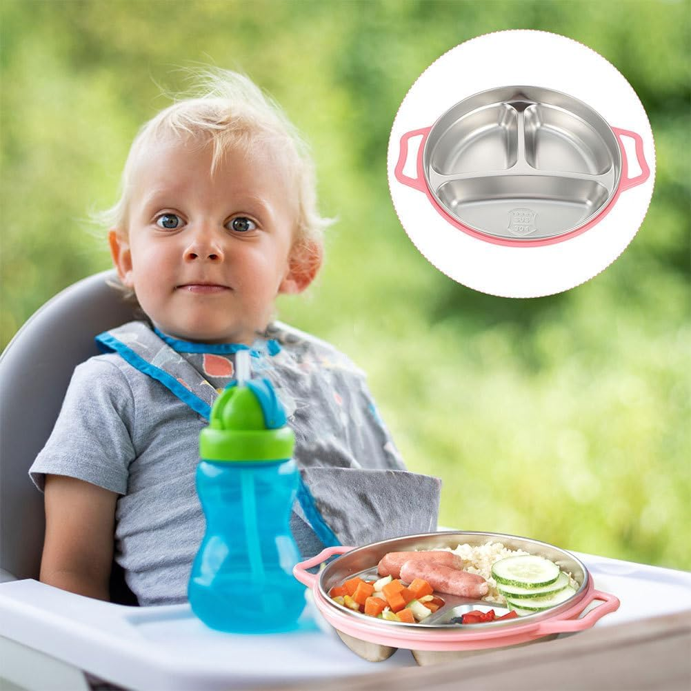 Angoily Compartment Plate Toddler Plate Steel Plate Compartment Trays Metal Plate Divided Plates for Adults Divided Dinner Tray Diet Plate Camping Luncheon Plates Food Pp -Usable image number 4