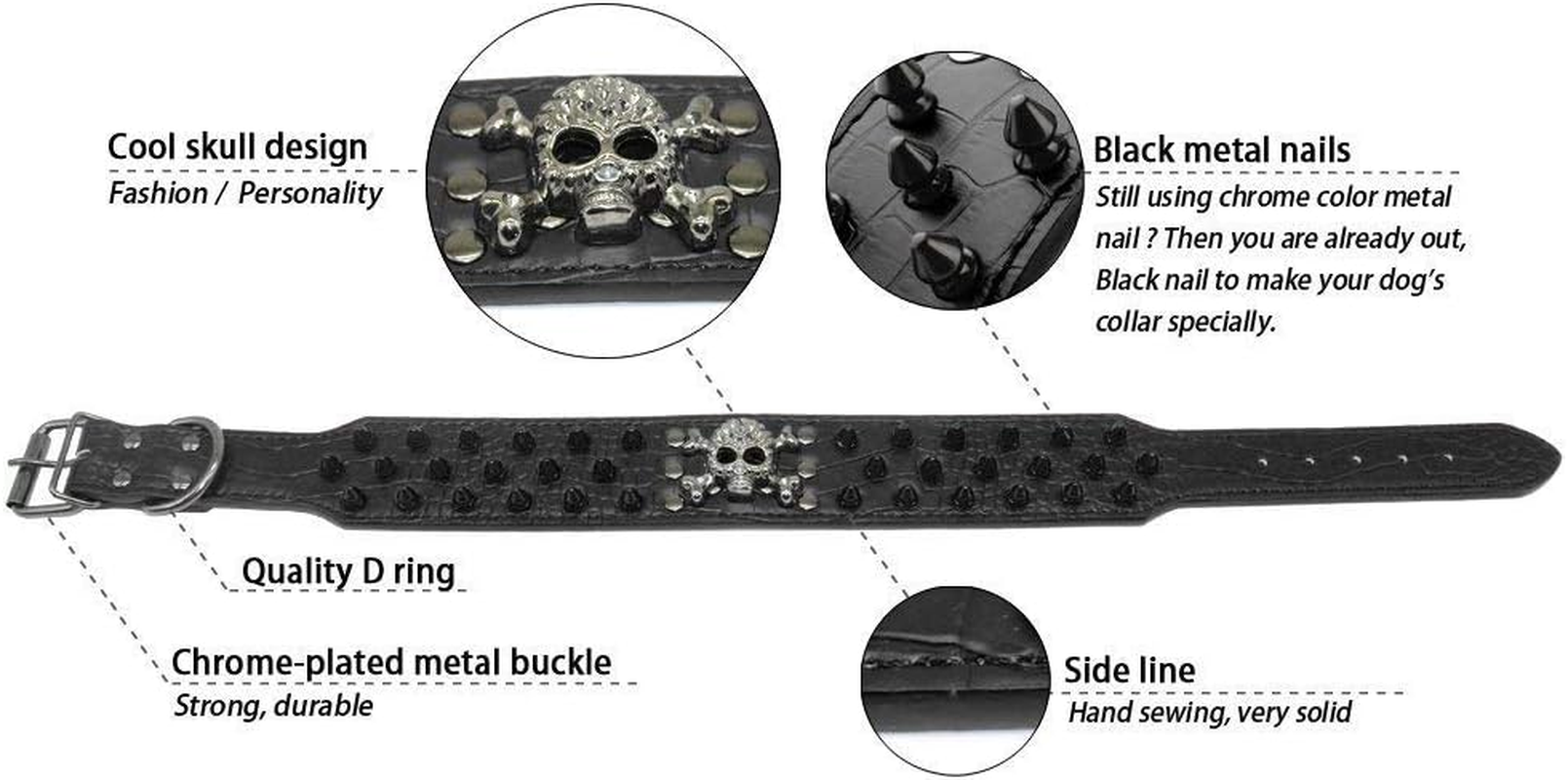 Haoyueer Sharp Spiked Studded Dog Collar 2 Inch Width Stylish Leather Dog Collars for Medium & Large Dogs Pitbull,Labrador,Boxer Rottweiler German Shepherd &hellip; (M, Pink Leopard-3) image number 1