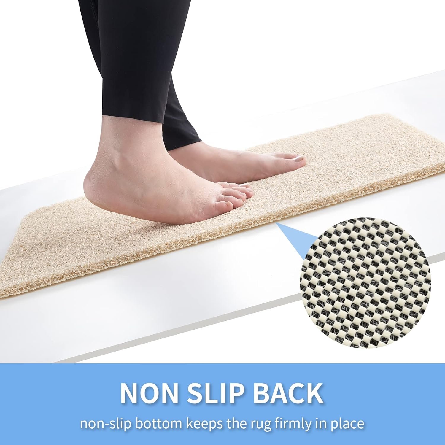 Non-Slip Shower Mat Bathtub Mat for Bath Tub,Anti Slip Bath Tub Mat,Floor Mat,Soft PVC Loofah Bathroom Mats,Foot Scrubber Mat,Quick Drying Easy Cleaning Mats for Wet Areas（40 * 16 Beige） image number 4