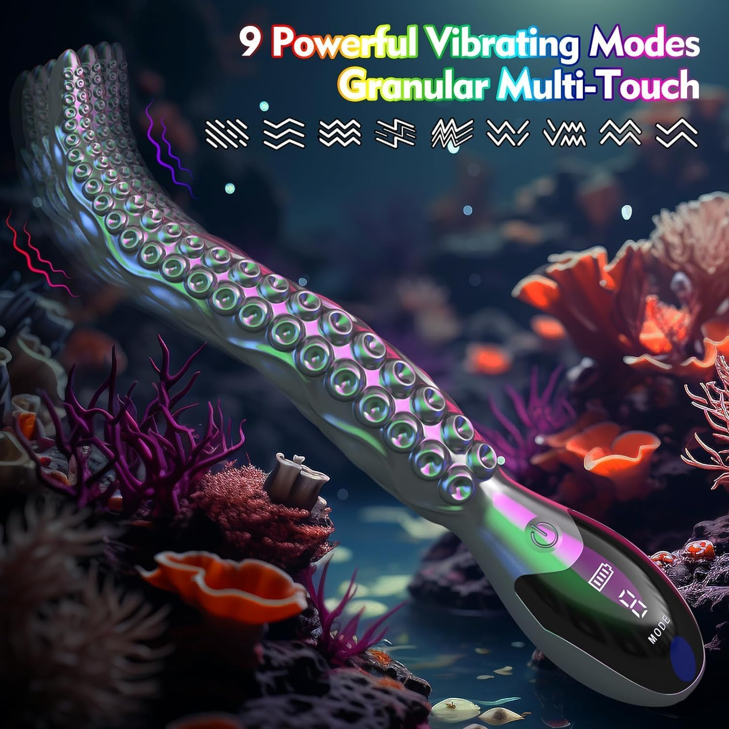 Vibrating Realistic Monster G-Spot Dildos - LED Display Octopus Tentacle Clitoral Vibrator with 9 Powerful Modes, 10.7" Silicone Dildo Adult Sex Toys for Women Anal Vagina Stimulation