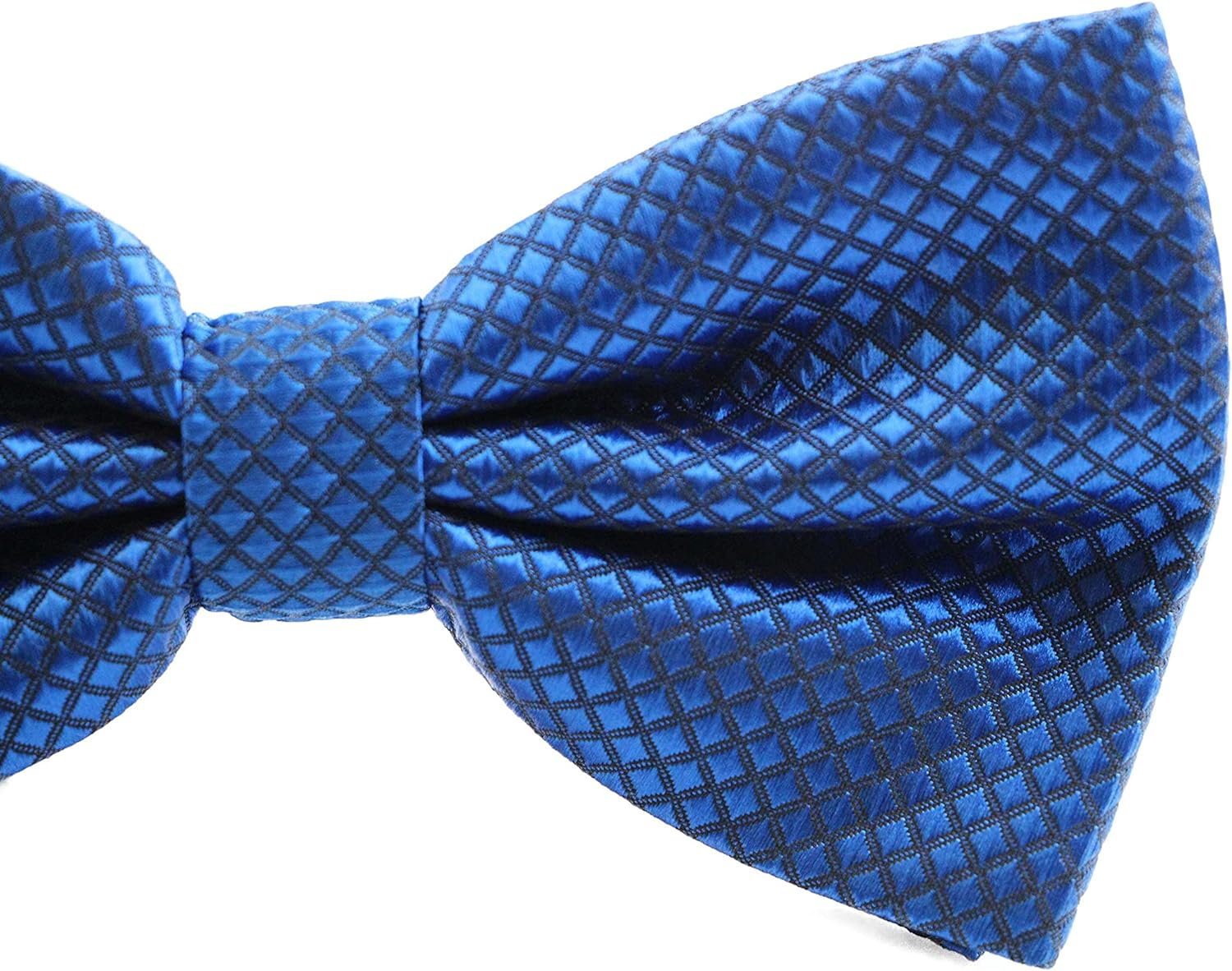 Mens Blue Plain Coloured Large Patterned Checkered Bow Tie image number 1