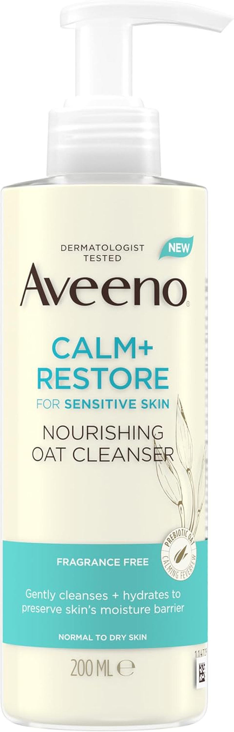 Aveeno Face Calm + Restore Sensitive Skin Nourishing Oat Cleanser 200 Ml
