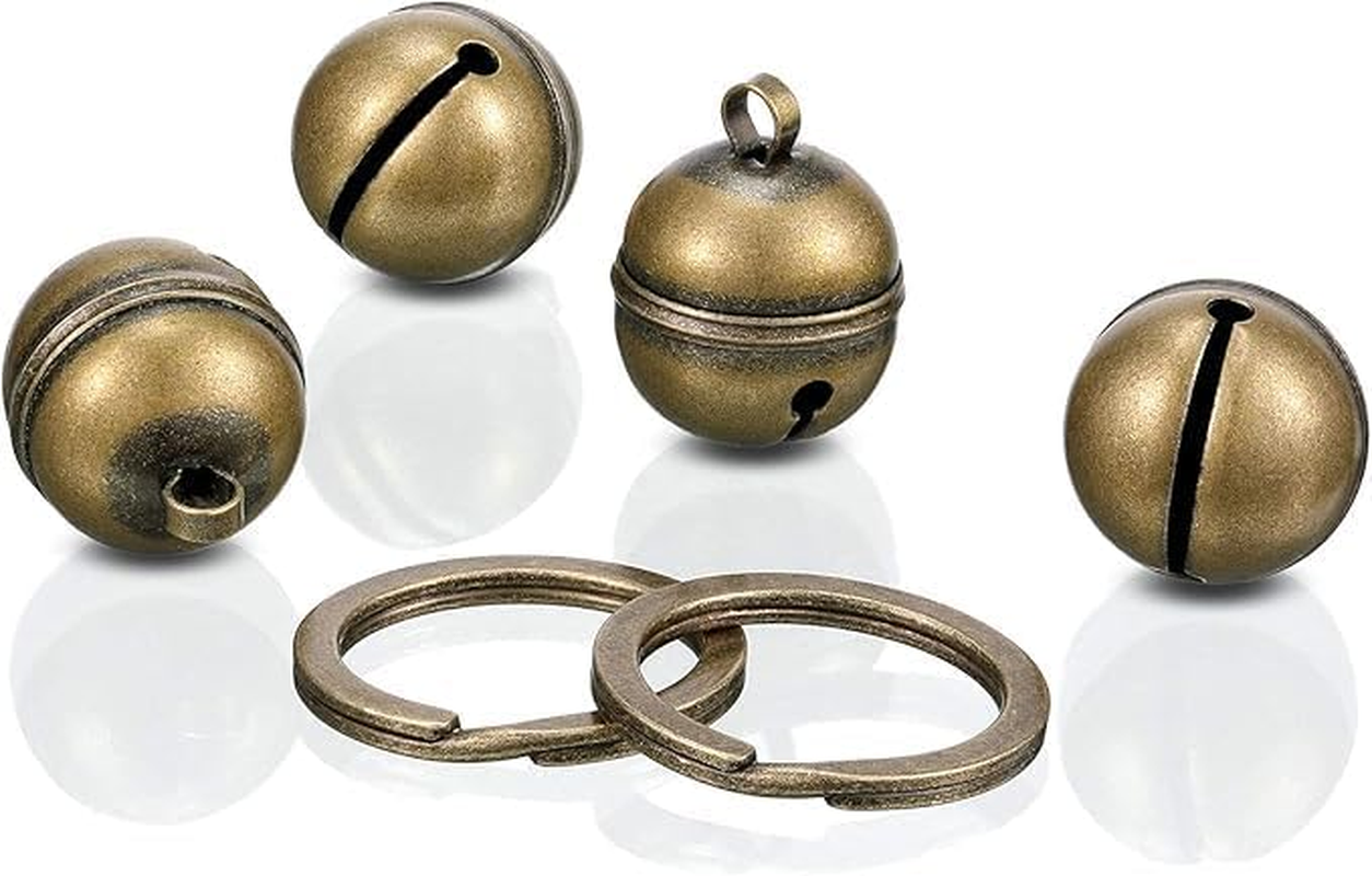 2 Strings in 4 Pieces Dog Cat Bells for Collar Loud Brass Pet Bells with Key Rings Pendant Accessories Pet Tracker for Training image number 3