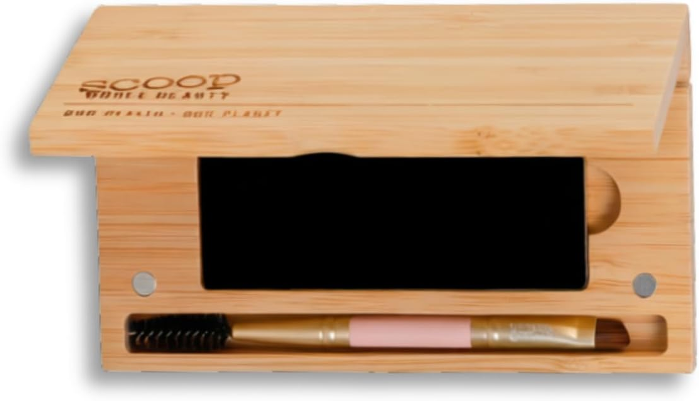 Scoop Whole Beauty Mud Cake Mascara Black, 3 in 1 Volumising Mascara for Lashes Liner Brows, Vegan Cruelty Free, 10G (Midnight Black)